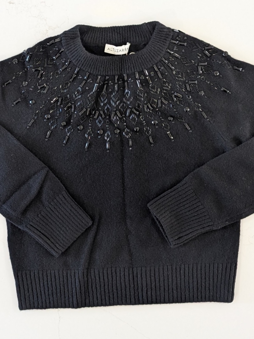 Altuzarra NWT Jeweled Merino Wool Sweater Black XS Embellished Harold Luxury